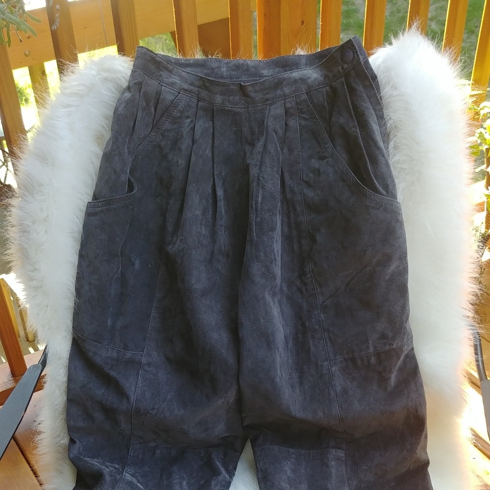 Vintage 80s grey suede leather jeans